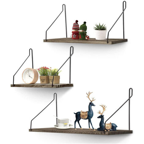 3er Set Wandregal Holz Hängeregal Schweberegal Regale für Wände Küche Schlafzimmer