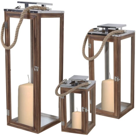 MULTISTORE 2002 3er XXL Holz-Laternen Set braun-MMC8137-multi