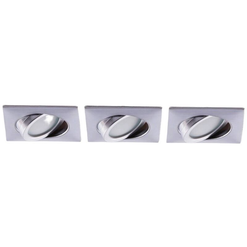 

3 focos LED empotrables cuadrados cromados