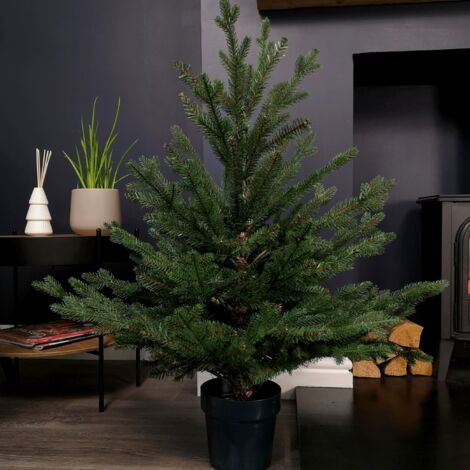 PREMIER DECORATIONS 3ft (90cm) Premier Potted Hinged Green PE PVC Glenshee Spruce Christmas Tree with 537 Tips