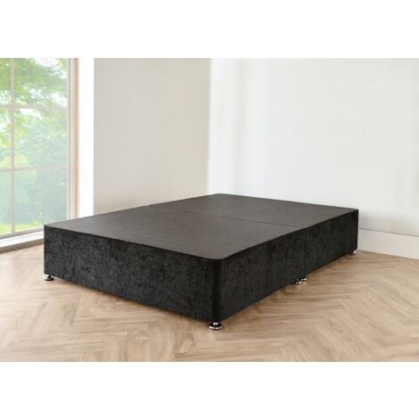 3FT Black chenille Divan Bed with mattress