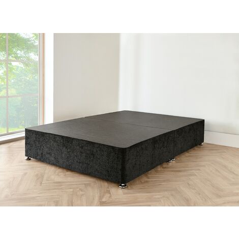 3FT Black chenille Divan Bed with no mattress