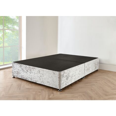 3FT Silver crushed velvet Divan Bed with no mattress