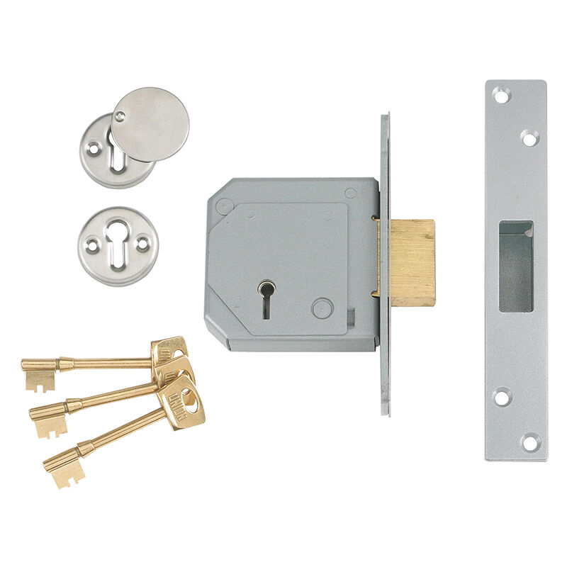 UNION V-3G114E-PL-67 3G114E 5 Lever Mortice Deadlock C-Series 67mm 2.5in Satin Brass UNNV3G114B67