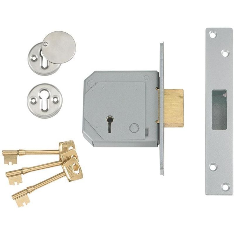 Union 3G114E C-Series 5-Lever Mortice Deadlock with 67mm (2.5-inch) Satin Brass Finish