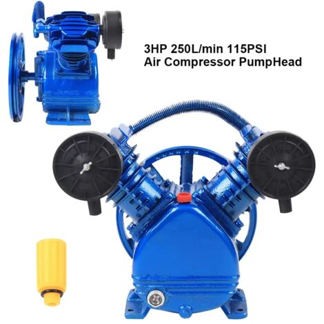 3HP V Style 2 pistones doble cilindro compresor de aire bomba motor cabezal Air Tool