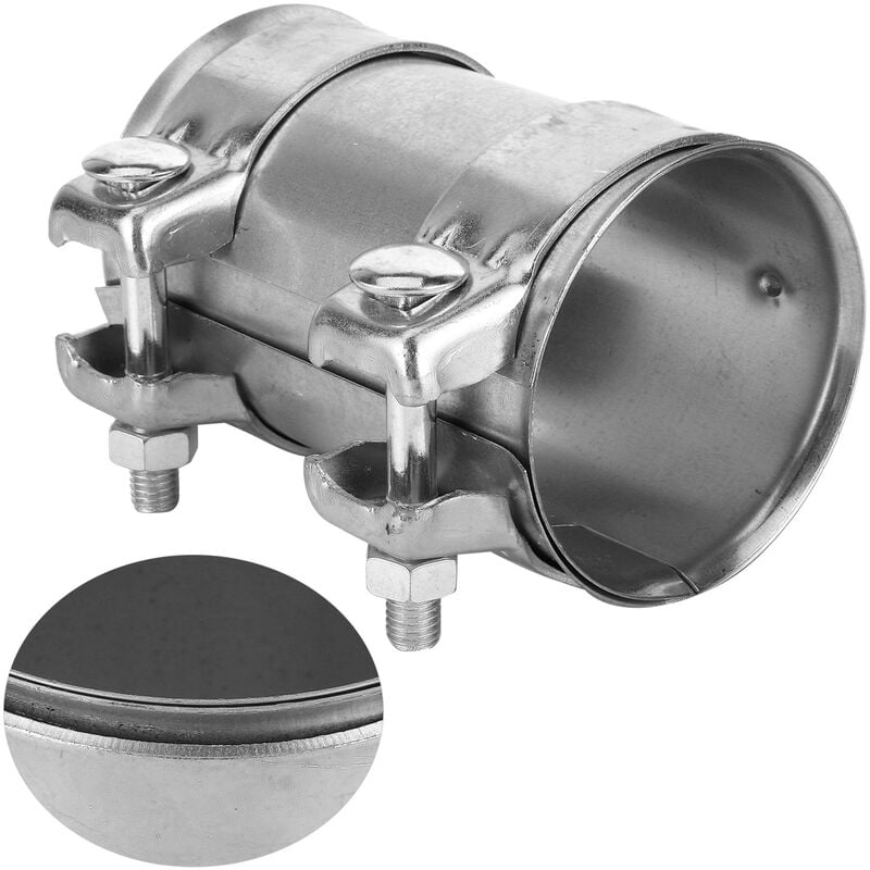 Rosvola - Ej.Life 3in 76mm connecteur de tuyau d'échappement Double pince menuisier manchon en acier galvanisé pièces de réparation de Tube universel