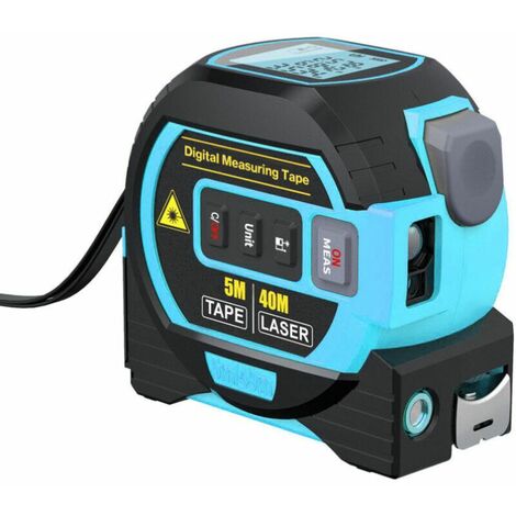 3in1 Laser Rangefinder 5m Tape Measure Ruler LCD Display with Backlight Distance Meter Building Measurement Device, 40m