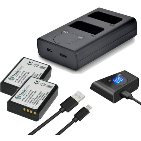 3in1 Set: 2x Akku + USB-C Doppel Akku Dual LCD Schnell-Ladegerät für 2 Akkus ersetzt Canon LC-E10 für Canon LP-E10 EOS 1100D 1200D 1300D 2000D 4000D