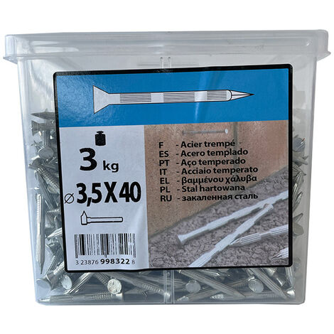 3KG pointe béton 3,5x40 fraisée striée zingué Viswood