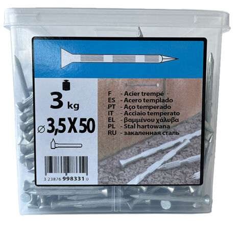3KG pointe béton 3,5x50 fraisée striée zingué Viswood