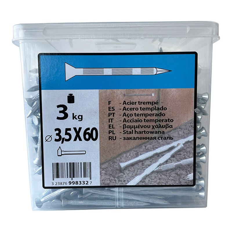 Viswood - 3KG pointe béton 3,5x60 fraisée striée zingué