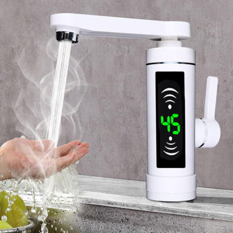 3KW Elektrischer Durchlauferhitzer LED Wasserhahn Bad Küche Sofort Warm Armatur