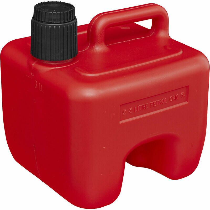 Image of 3L Stackable Plastic Fuel Can - Safety Screw Lock Cap - Flexible Spout - Red