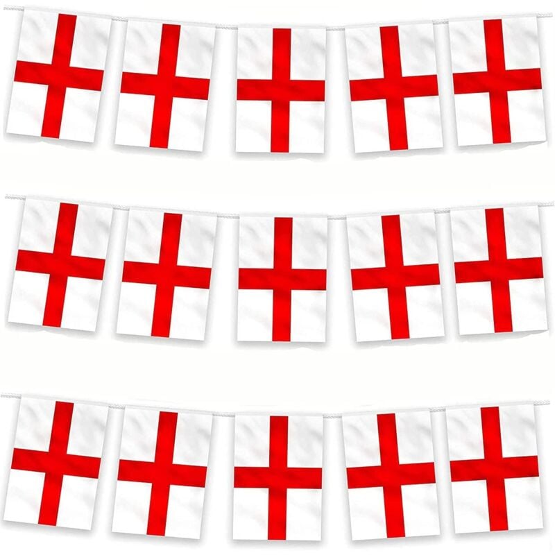 33ft/10m Fabric St Georges England English Bunting Polyester 30 Flags