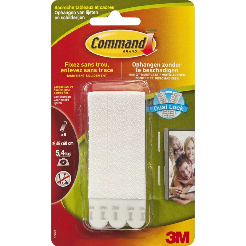 

Command 17207 - Tiras Para Colgar Fotografías (Tamaño M, Hasta 5,4 Kg, 4 Unidades Con 2 Tiras Cada Una), Color Blanco