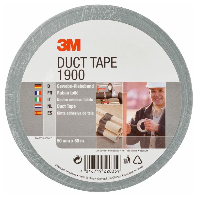 1900 Utility Silver Polyethylene Duct Tape - 50MM X 50M - 3M