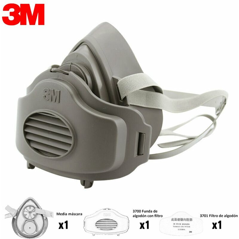 

3M - 3200 Polvo mascara del respirador, mascarilla a prueba de polvo de media cara, Niebla de neblina de polvo de construccion industrial anti