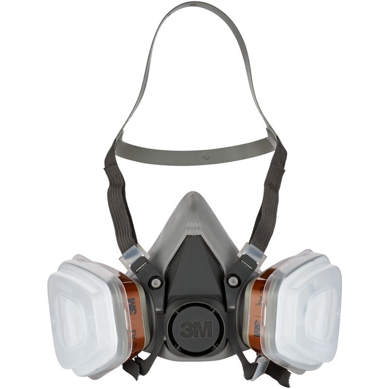 

3M - 6002 C1 Semimáscara respiradora reutilizable para pintura con doble filtro, Protección respiratoria, Peso facial 82 gr, Gris