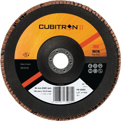 3M 65070 Fächerscheibe Cubitron II 967A D. 125 mm Körnung 60 flach INOX Keramikk