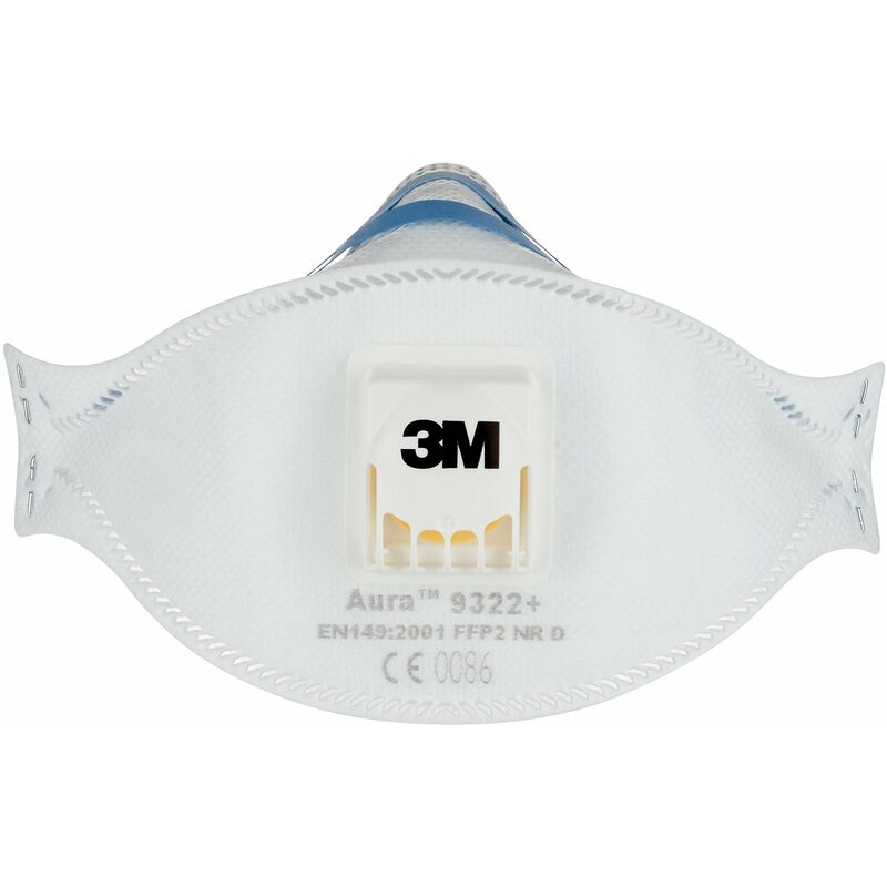 Image of 3M - Aura Respiratore per carteggiatura a mano e per l'uso di utensili elettrici 9322+, FFP2, con valvola, 5/PK