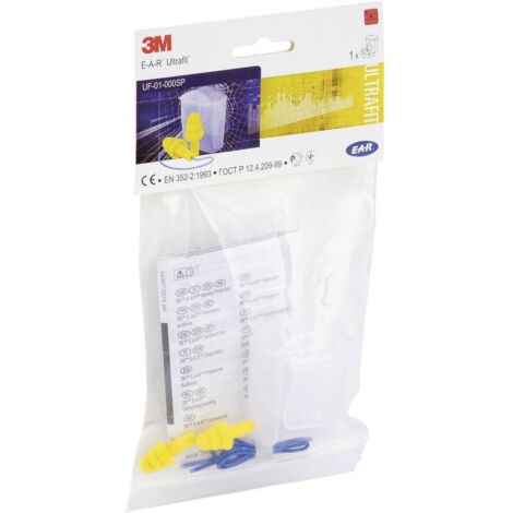 3M – Bouchons d'oreilles préformés avec cordon bleu – Réduction sonore EN 325-2 – Recyclables et résistants à l'humidité – Protection auditive - UF01000SP