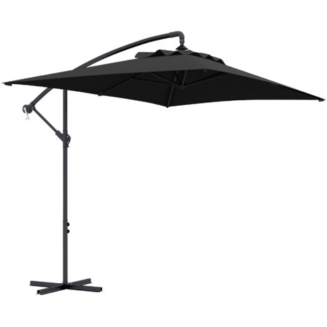 3m Cantilever Overhanging Parasol, with Cross Base - Black