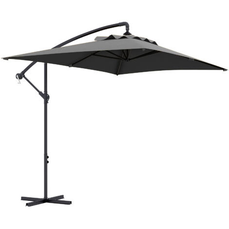 3(m) Cantilever Overhanging Parasol, with Cross Base - Grey