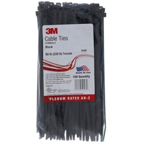 3M – Colliers de serrage pour extérieur – Polyamide noir – Longueur 100 mm – Largeur 2,5 mm – Résistants aux intempéries – Lot de 100 unités - 7000035282-CC