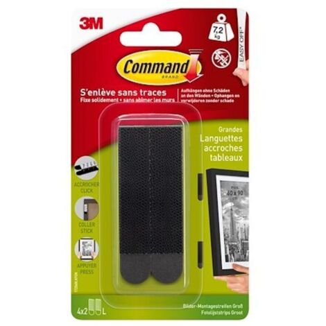 3M Command Bilderklebestreifen, Schwarz. Inhalt: 4 Paar.