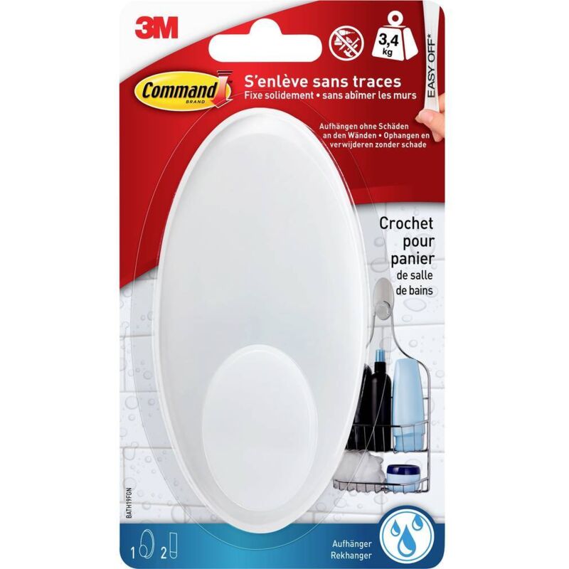 Command - 3M crochet de salle de bain, taille: xl, blanc BATH19FGN