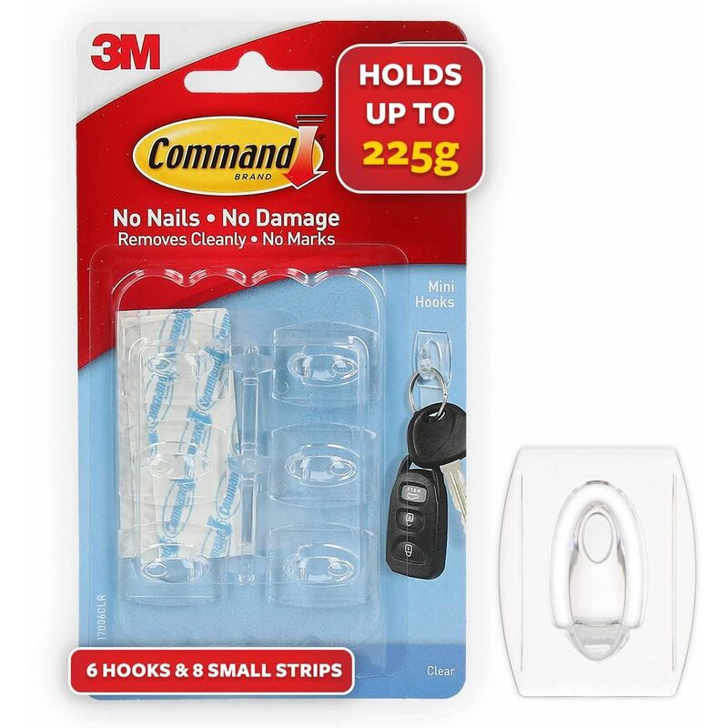 3M Command Mini Clr Hooks/Clear Stps - 3M34693