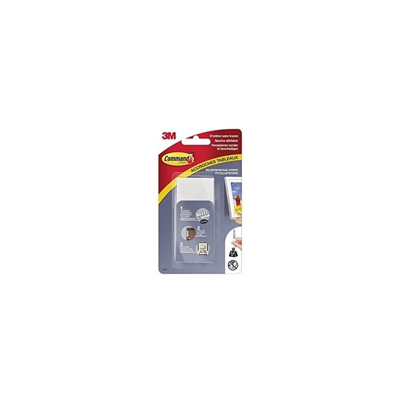 3M - command pack de 4 x 2 languettes larges pour accrochage de tableaux 7,2 kg