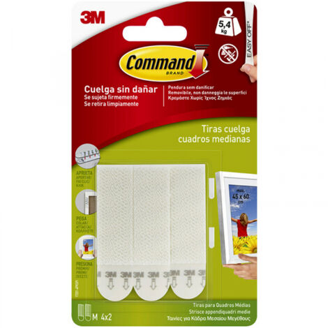 3M COMMAND TIRAS CUELGA CUADROS BLANCAS MEDIANAS