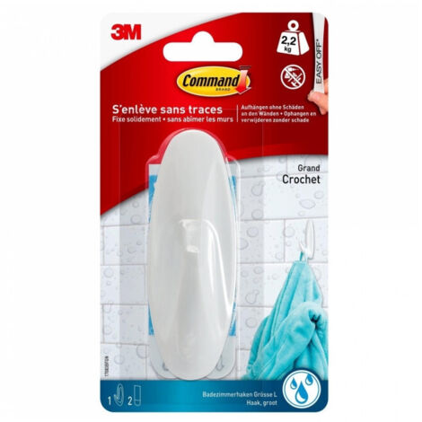 3M Crochet de grand design pour salle de bain Command (L x l x H) 105 x 38 x 38 mm blanc Contenu: 1 pc(s) W288592
