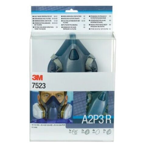 3M – Demi-masque réutilisable Premium série 7500 A2P3 – Protection contre gaz et particules – Taille M – Kit complet avec filtres inclus