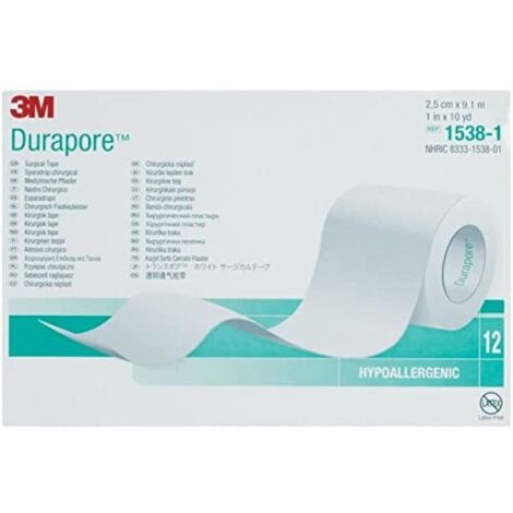 3M Durapore™ - cm 2.5 x 9.14 mt Cerotto in seta, Confezione 12 pezzi
