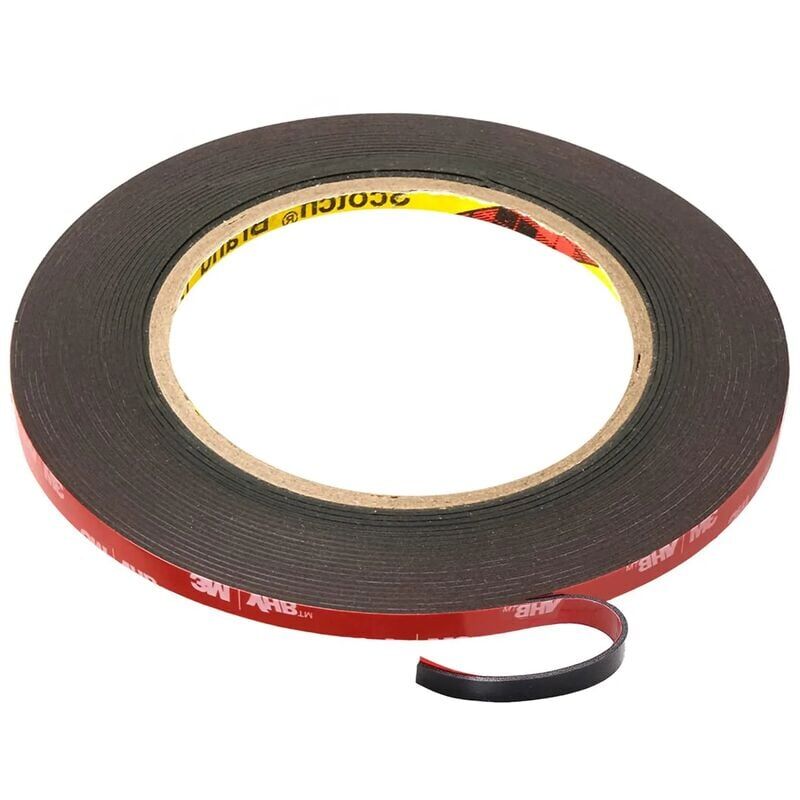 Alwaysh - 3M Extra Strong Double Sided Adhesive Tape 3m x 6mm Black Waterproof High Temperature Resistance for Indoor & Outdoor, 2 Pieces