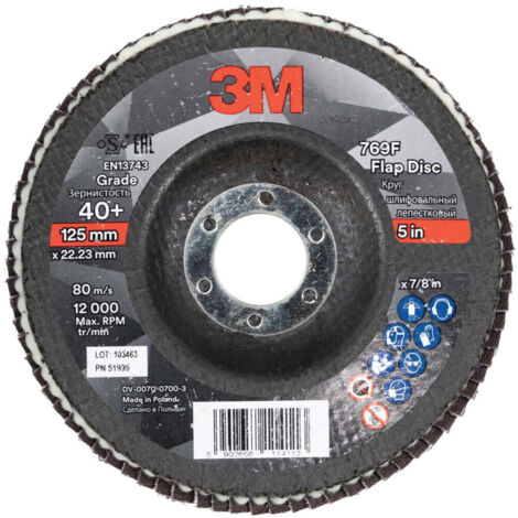 3M Fächerschleifscheibe 769F, Glasgewebeteller schräg,⌀ 125 mm, Körnung: 120