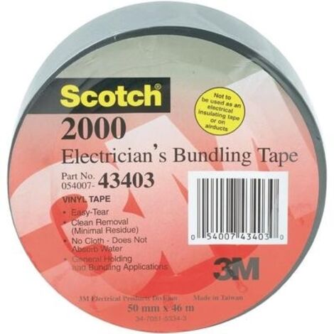 3M FE510086344 SCOTCH 2000 CINTA AMERICANA PARA ELECTRICISTAS, 51 MM X 46 M, 1 ROLLO, GRIS