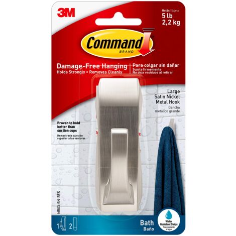 3M - Gancio Command per bagno, in stile moderno, con 2 strisce, in acrilico, multicolore