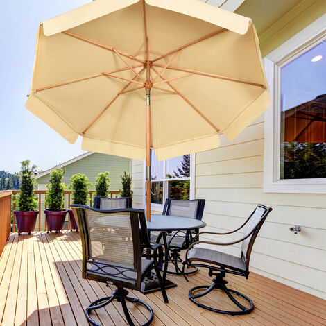 main image of "3m Garden Parasol Umbrella Garden Outdoor Sun Shade Push Button Tilt Wood Pole"