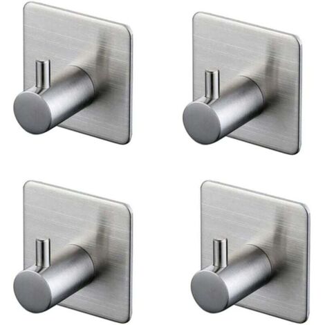 3M Klebehaken, Badezimmer-Wandhaken, Edelstahl, 4 Stück