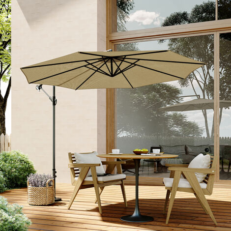 3M Large Garden Hanging Parasol Cantilever Sun Shade Patio Banana Umbrella