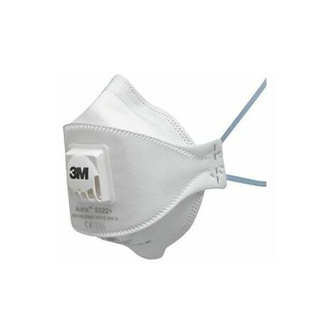 3M – Masque de protection FFP2 avec soupape Aura™ 9300+ – Filtration 94% – Pack de 10 masques jetables – Pour poussières et fumées