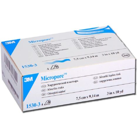 3M Micropore™ - 7.5 cm x 9.14 mt Cerotto delicato in carta, Confezione da 4 pezzi