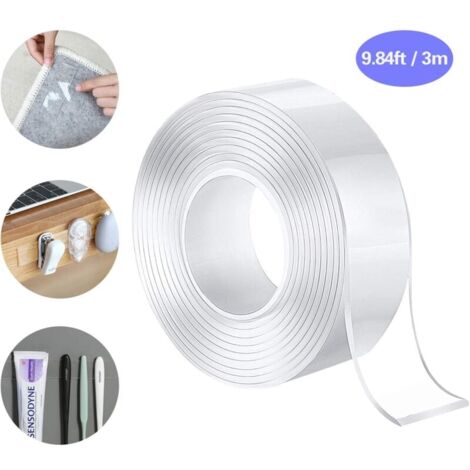 3M Nano Tape Doppelseitiges Klebeband, Transparentes, Spurloses, Extra Starkes Teppichklebeband, Hochtemperatur-Wasserdichtes Klebeband, Keine Nägel oder Schrauben