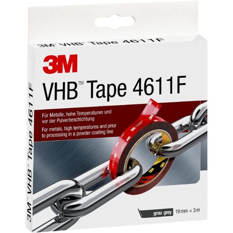3M Nastri Adesivi Vhb ad Ottima Resistenza 4611 - Progettato Per Creare Fissaggi Duraturi E Affidabili Per Incollaggi Multimateriali E Ad Alte Temperature - 19Mm X 3M, Grigio, 1.1Mm (1 Pezzo)