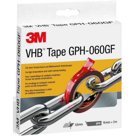 3M Nastri Adesivi Vhb ad Ottima Resistenza Gph-060Gf - Progettato Per Creare Fissaggi Duraturi E Affidabili Per Incollaggi Multimateriali E Ad Alte Temperature - 19Mm X 3M, Grigio, 0.6Mm (1 Pezzo)