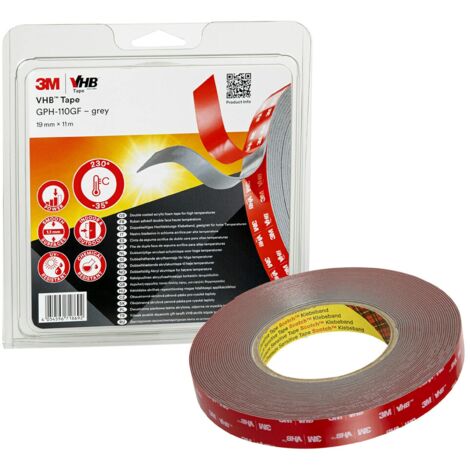 3M Nastri Adesivi Vhb ad Ottima Resistenza Gph-110Gf - Progettato Per Creare Fissaggi Duraturi E Affidabili Per Incollaggi Multimateriali E Ad Alte Temperature - 19Mm X 11M, Grigio, 1.1Mm (1 Pezzo)